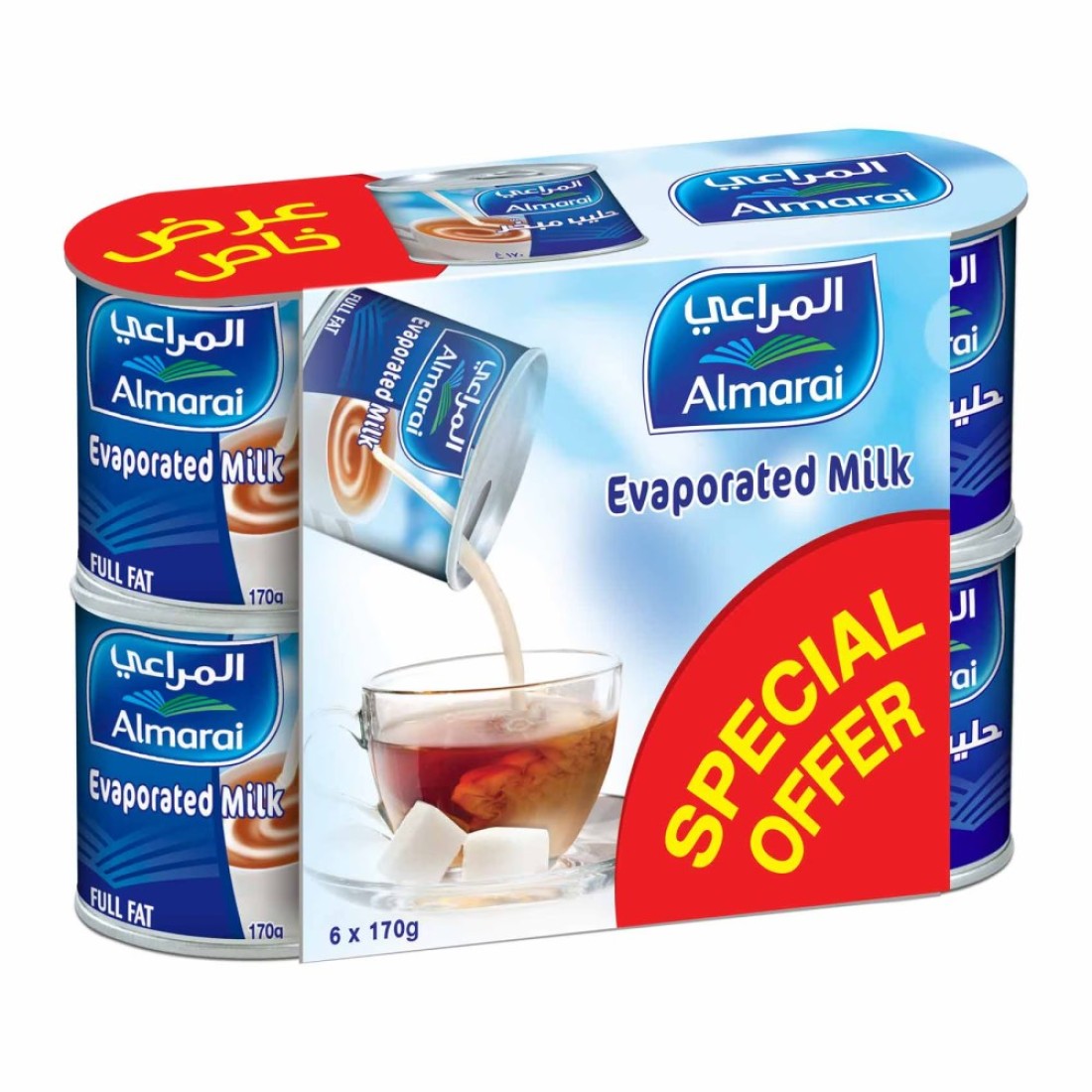 المراعي حليب مبخر 170 غرام 6 قطع