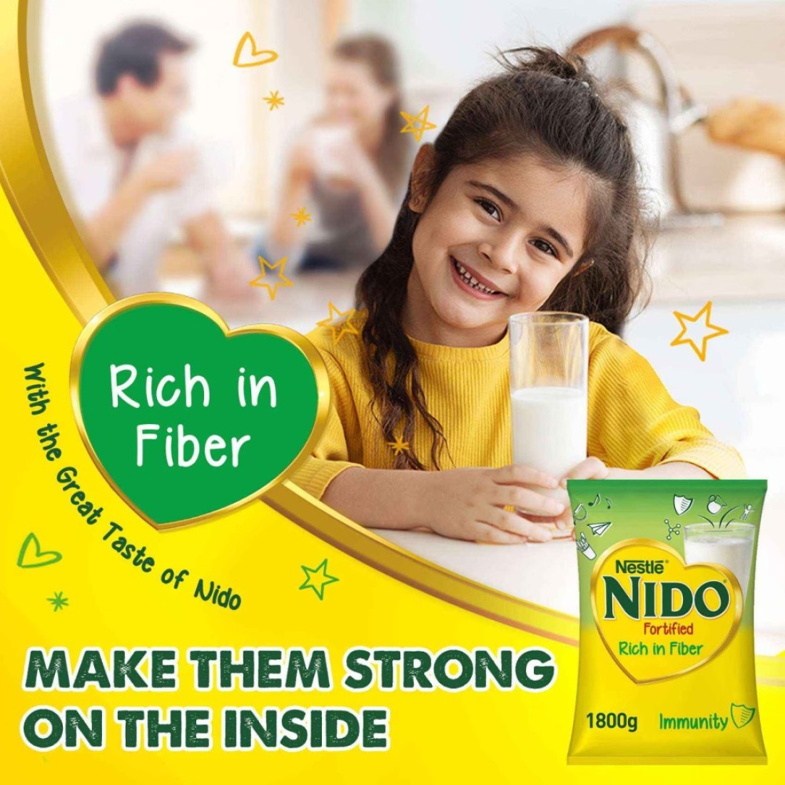 Nestle Nido Fortified Milk Powder Rich In Fiber Pouch 1800g