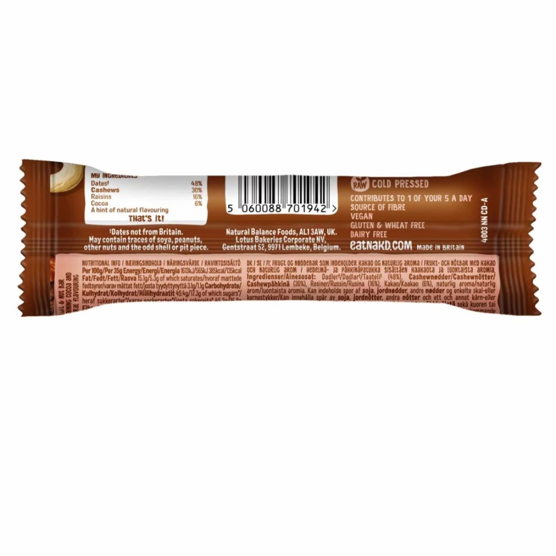 Nakd Cocoa Delight Raw Fruit and Nut Bar, 35g