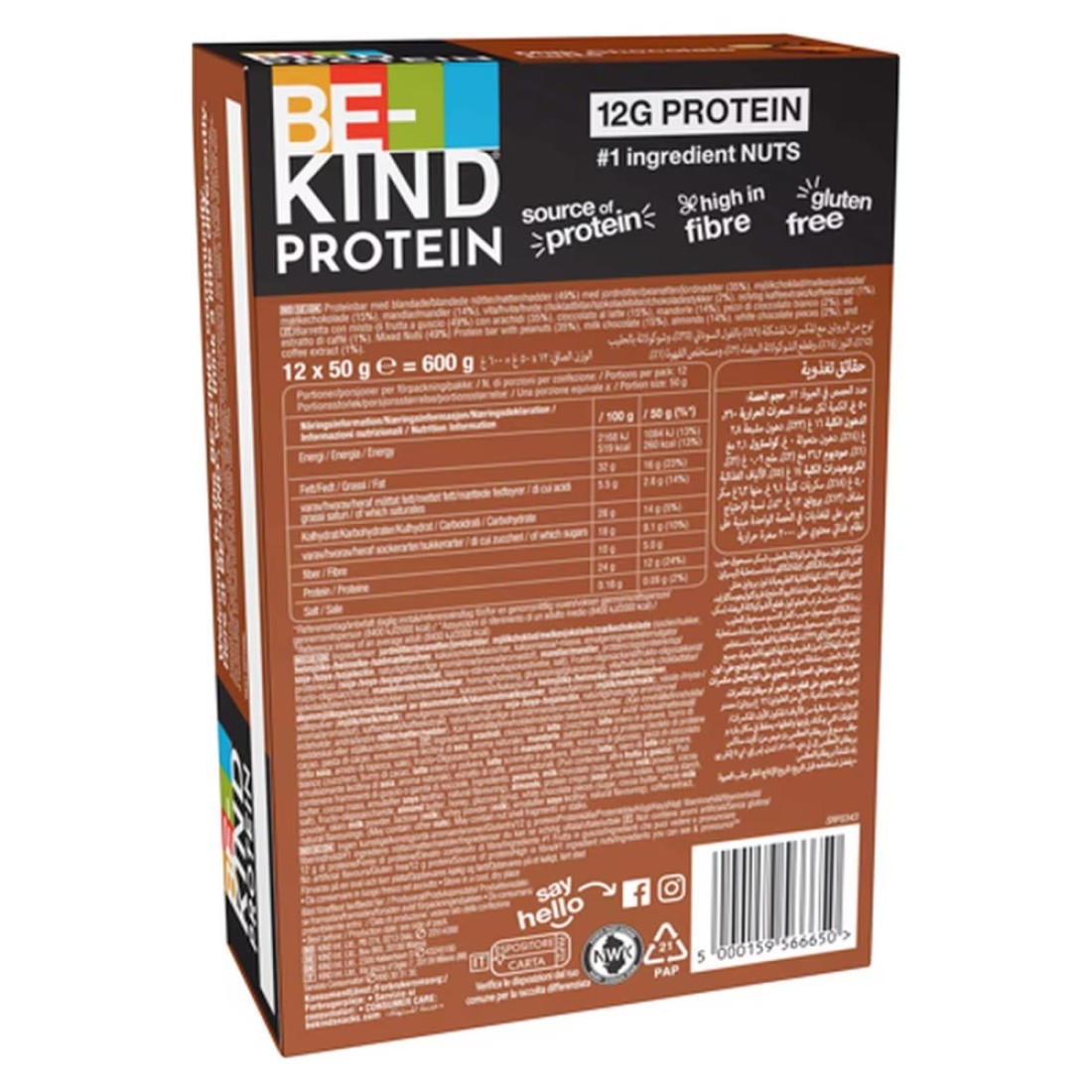 Be-Kind Milk Chocolate Latte Protein Bar, 50g Pack of 12