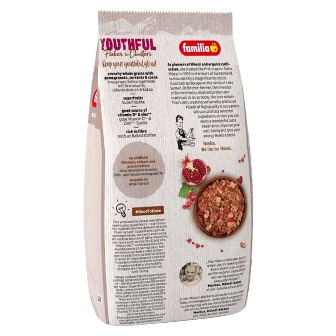 Familia Youthful Flakes N Clusters Pomegranate, Berries and Cocoa Granola, 350g