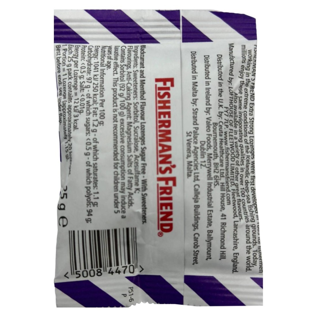 Fisherman&#39;s Friend Menthol Flavour Lozenges with Sweetener Blackcurrant 25g