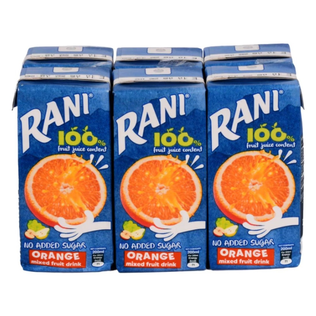 Rani Tetra Pack No Added Sugar Orange Mixed Fruit Drink 200ml Pack of 6