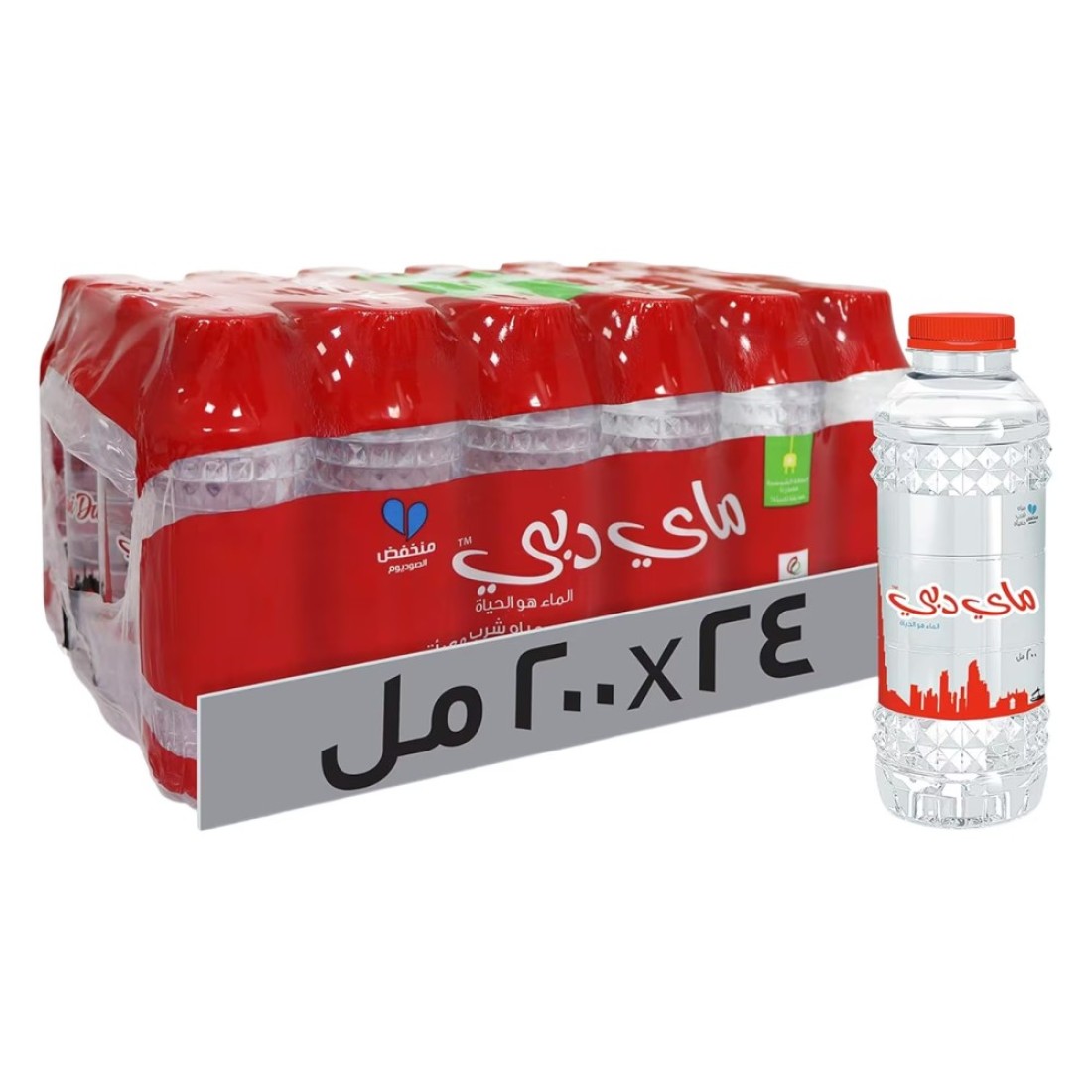 ماي دبي مياه شرب قليلة الصوديوم 200 ملل حزمة من 24