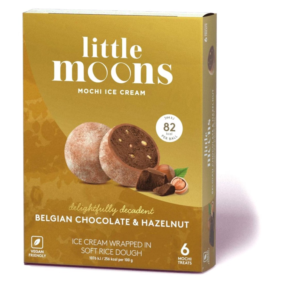 Little Moons Belgian Chocolate And Hazelnut Mochi Ice Cream 32g Pack of 6
