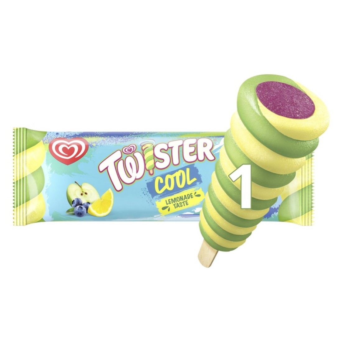 Wall&#39;s Max Twister Cool Sweet and Sour Lemonade Flavour Ice Cream Stick, 65ml