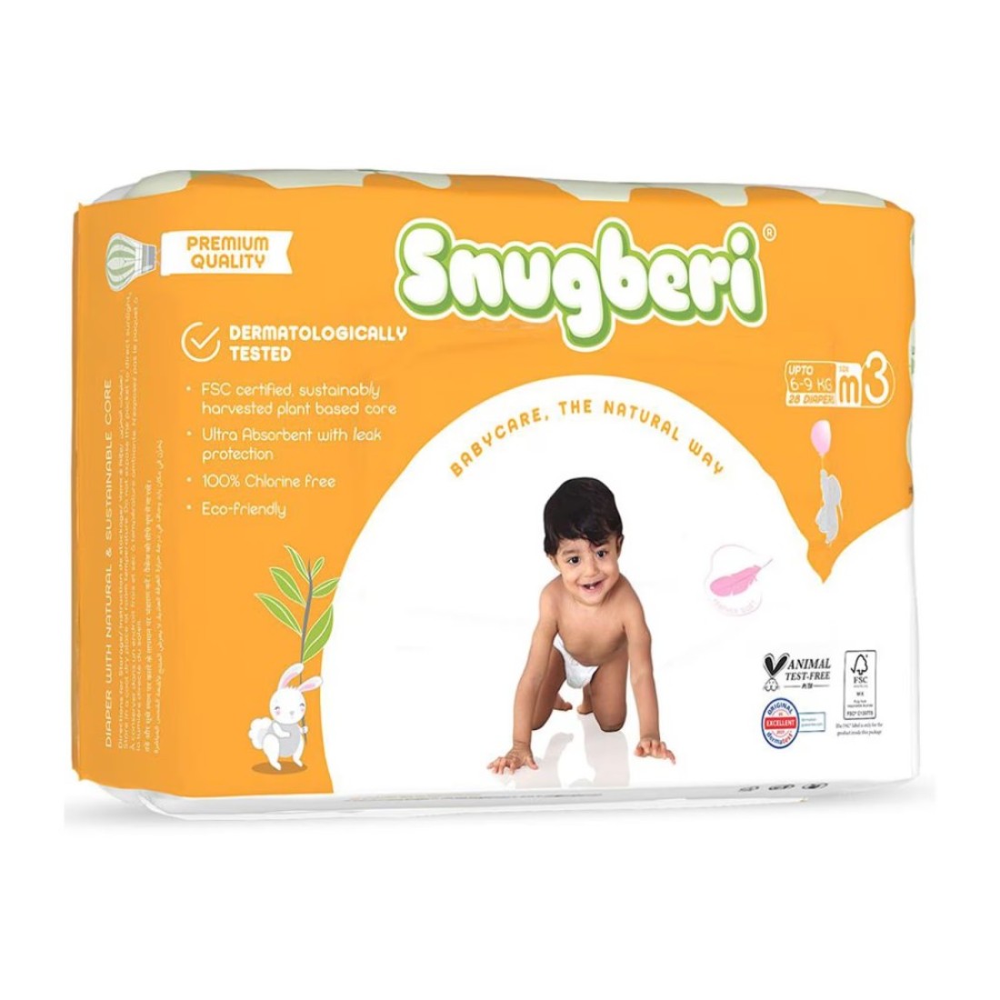 Snugberi Diapers Medium Size 3 Up to 6-9kg 28 Diapers