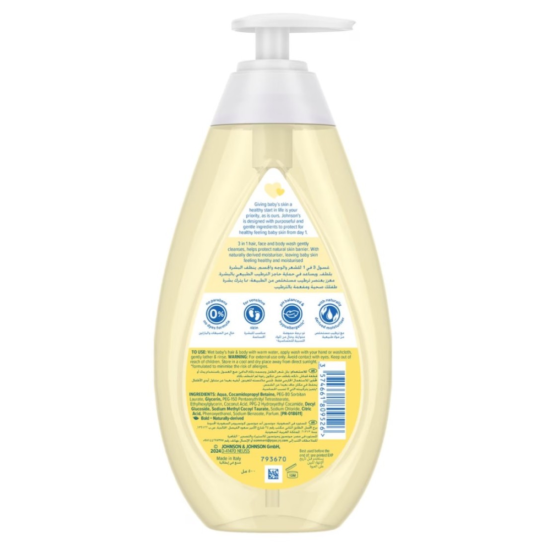 Johnson&#39;s Baby Top-to-Toe Wash gentle 3-in-1 hair, face, body 500ml
