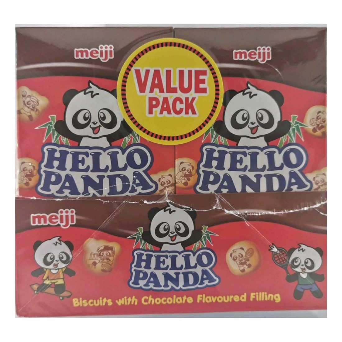 Meiji Hello Panda Biscuits With Chocolate Flavoured Filling 25g Value Pack of 10