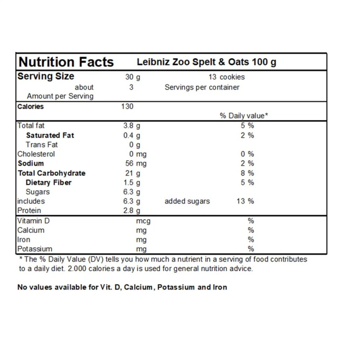 Bahlsen Leibniz Zoo Spelt and Oats Biscuits, 100g