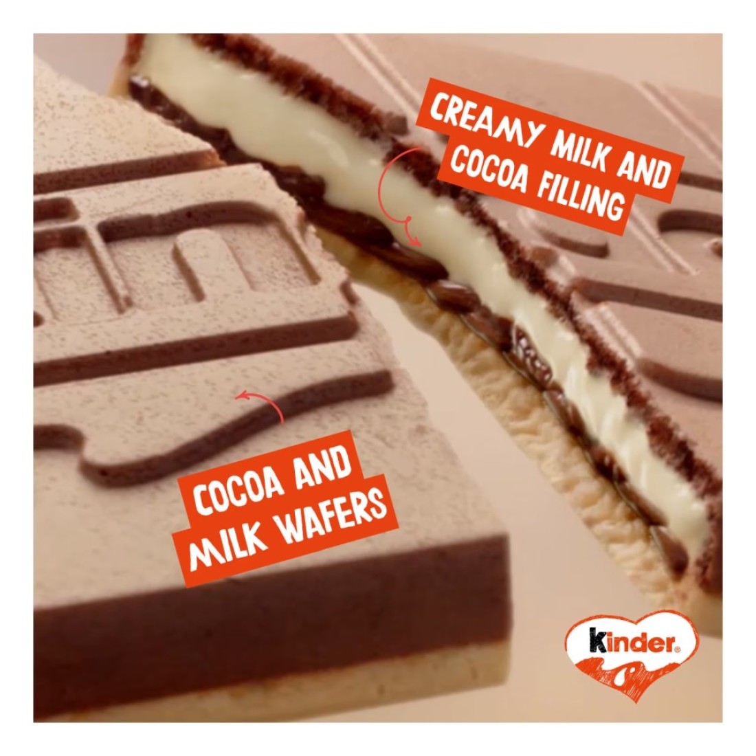 Kinder Cards Wafer Biscuits With Creamy Milk And Cocoa Filling 25.6g Pack of 5