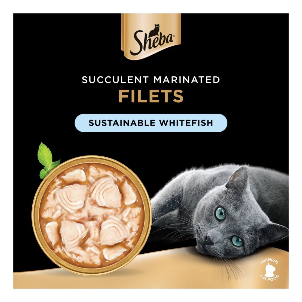 Sheba Filets with Sustainable Whitefish Flavour in Gravy Wet Food for Cat, 60g