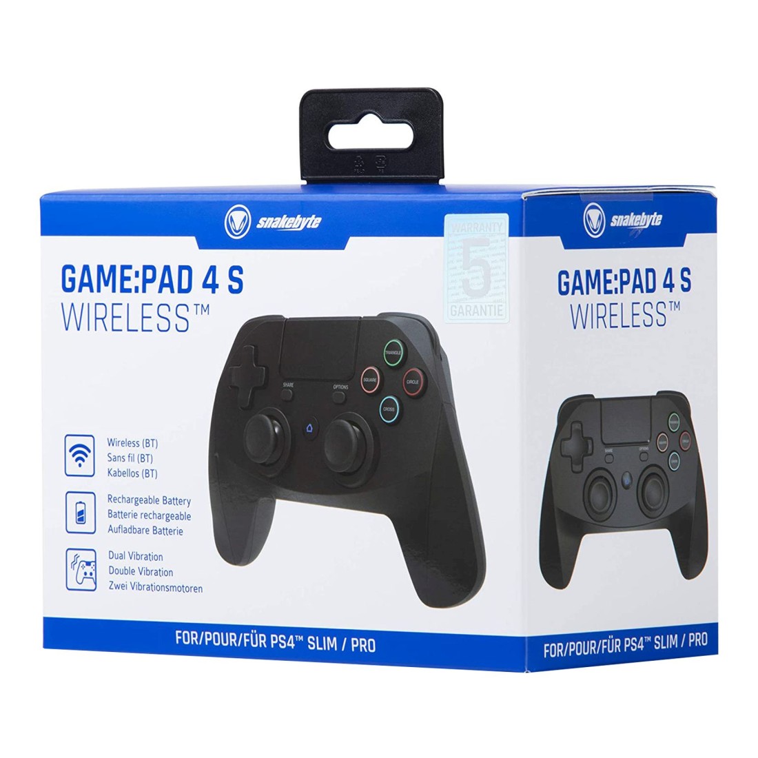 Snakebyte Game:Pad 4 S Wireless Controller for PlayStation 4 Slim Pro Black