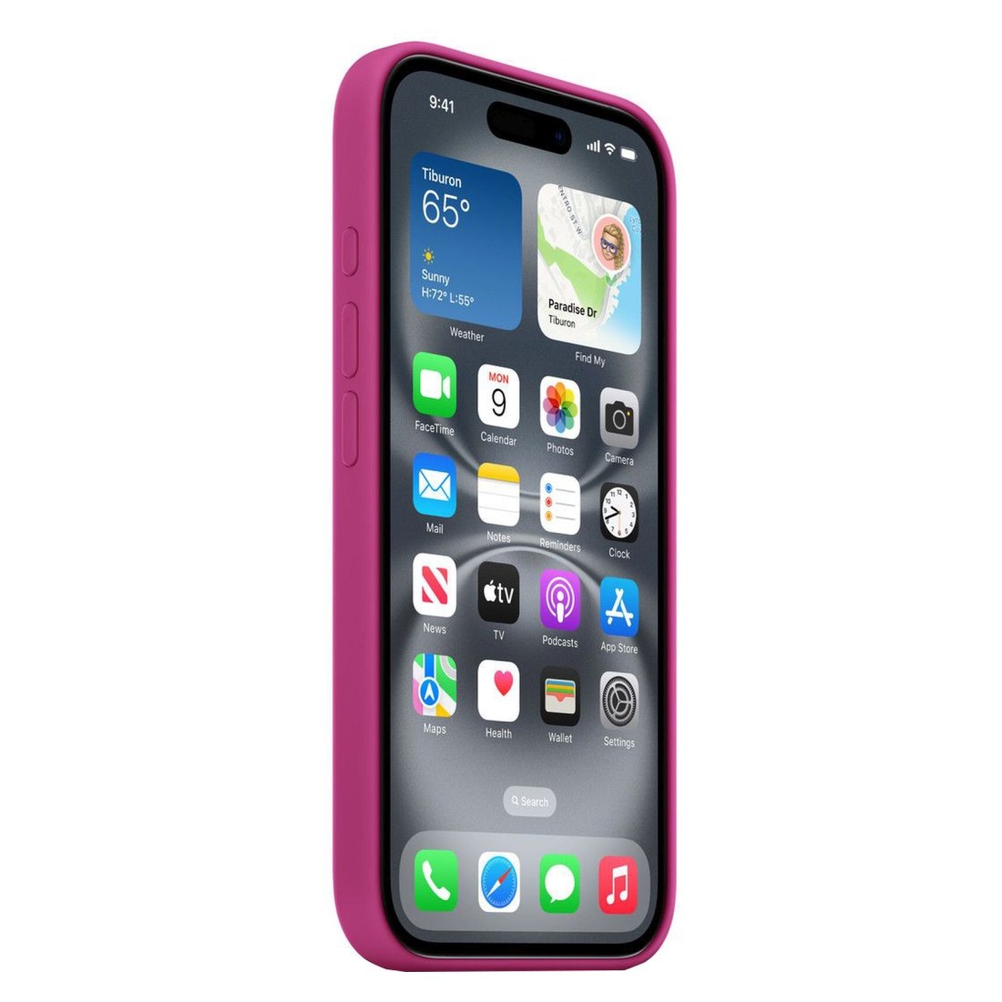 Apple Silicone Case Cover With MagSafe For iPhone 16 Fuchsia
