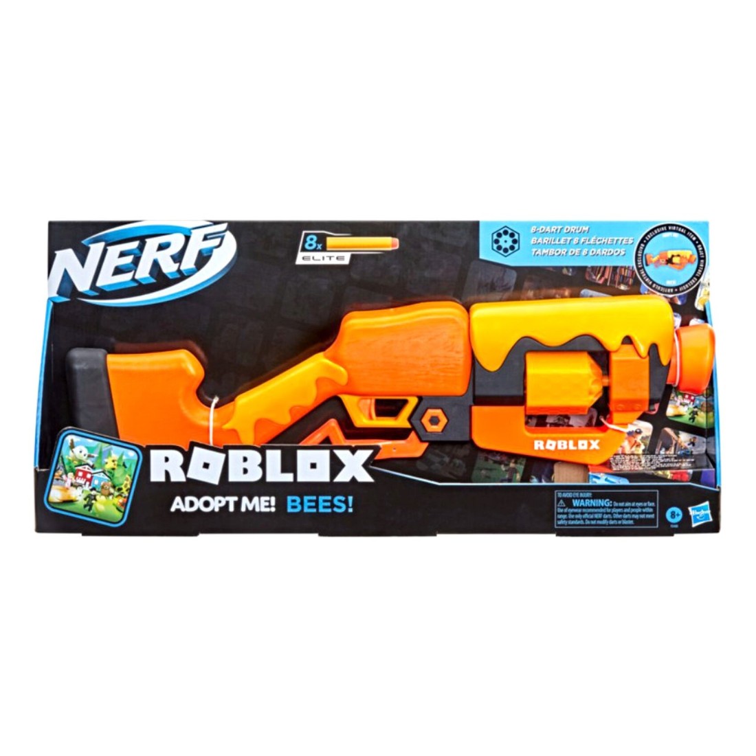 Hasbro Nerf Roblox Adopt Me Bees Blaster Gun with 8 Elite Darts