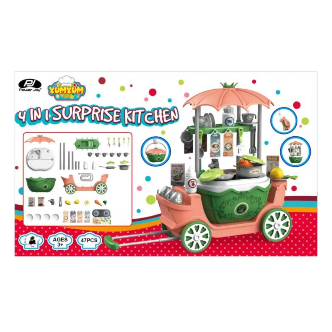 PowerJoy YumYum 4-In-1 Surprise Kitchen Playset Multicolour 47 count