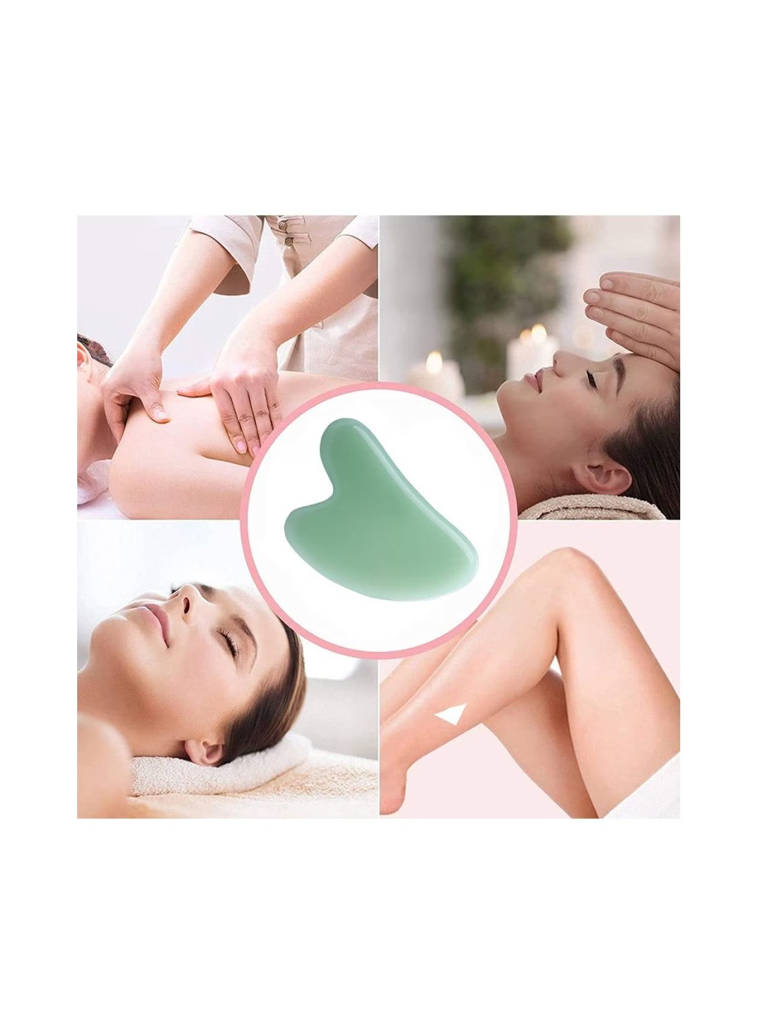 Set of 4 Gua Sha Board Massage Tool, Natural Jade Stone Scraping for Face and Body,Ultimate Skin Care Solution for Anti-Aging &amp; Anti-Wrinkle,Spa Acupuncture Therapy Massage Stones