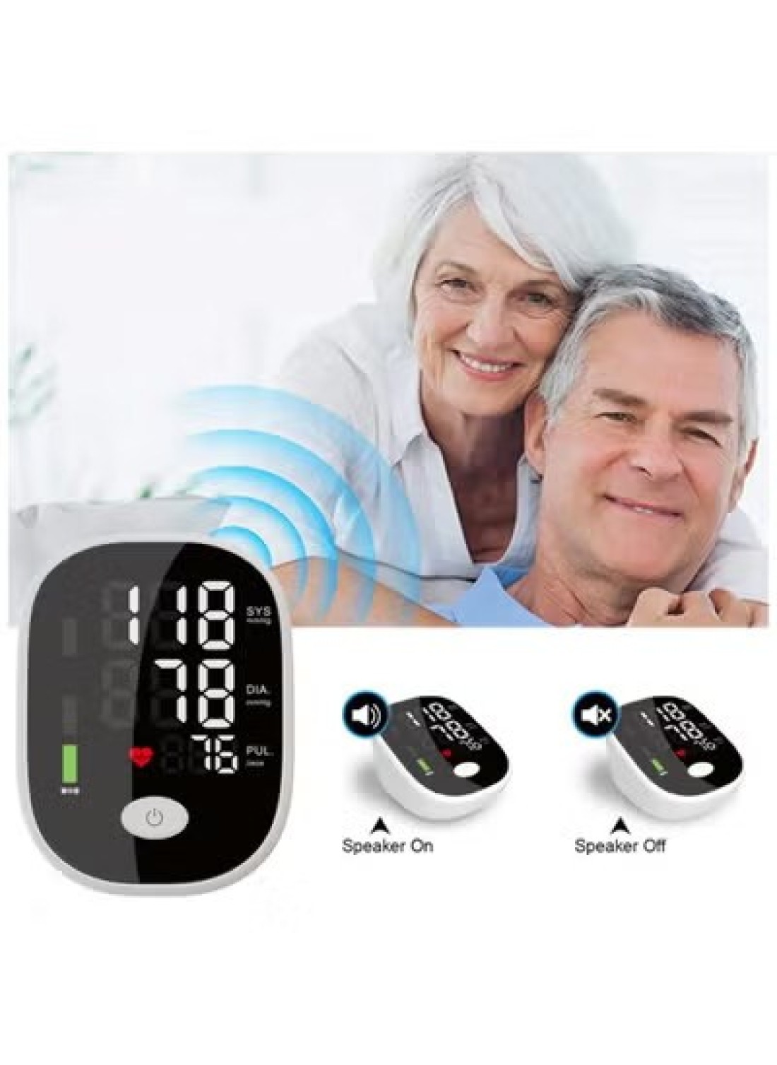 Upper Arm Blood Pressure Monitor, Automatic Display Digital BP Machine with Speaker for Home Use