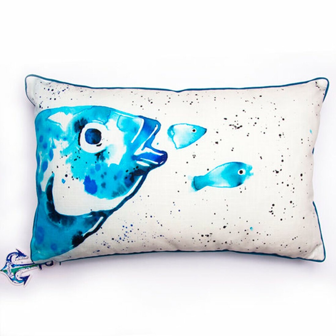 Biggdesign Anemoss Bream Patterned Rectangle Pillow, Fiber Filled, 100% Cotton Fabric, Special Design, Home Decor, Soft and Comfortable, Marine and Marine Themed