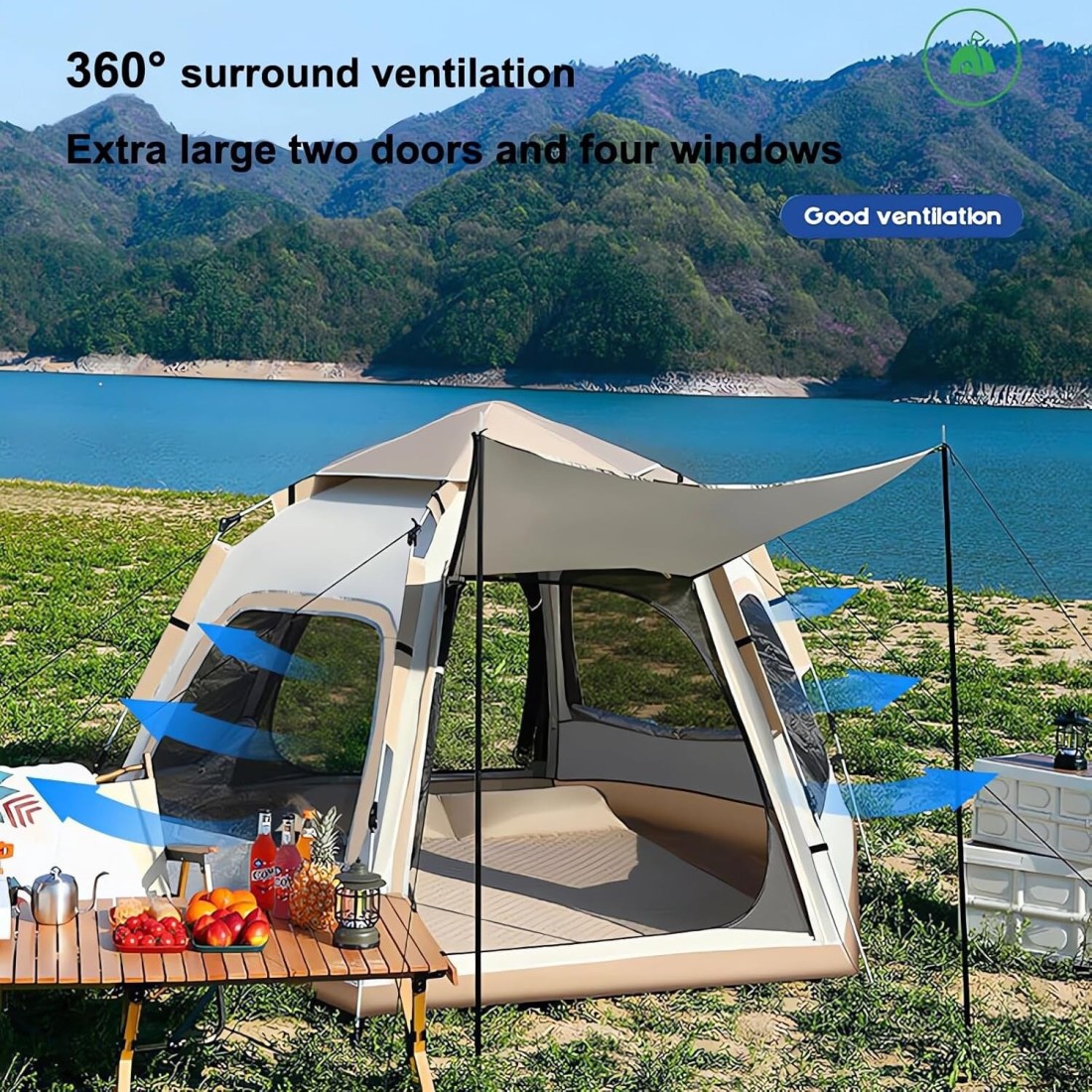 Camping Tent for 3 People &ndash; Instant Pop-Up Tent, Waterproof Family Tent, Large Portable Outdoor Tent for Hiking, Backpacking, and Camping Trips

