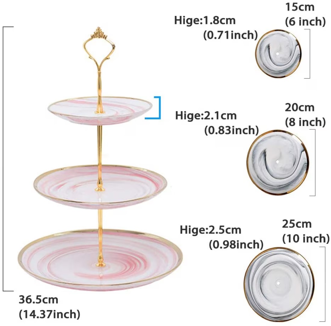 Aiwanto 3-Tier Cupcake Stand Tower Dessert Display Plate Serving Tray Dish Treat Stacked Pastry Fruit Serving Platter Carrier for Gift Tea Party Restaurant