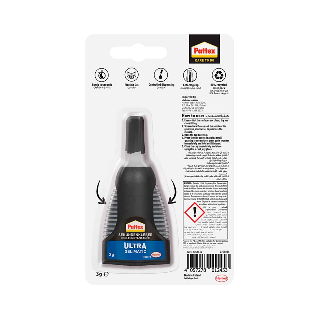 Pattex Ultra Gel Matic Super Glue Clear 3g