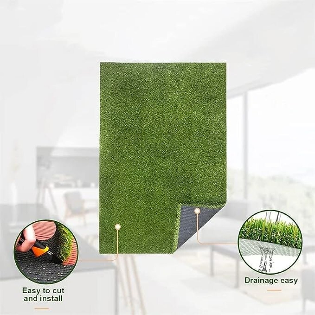 Egardenkart® Premium High Density Artificial Grass Carpet Fake Grass Turf 40mm Green/brown