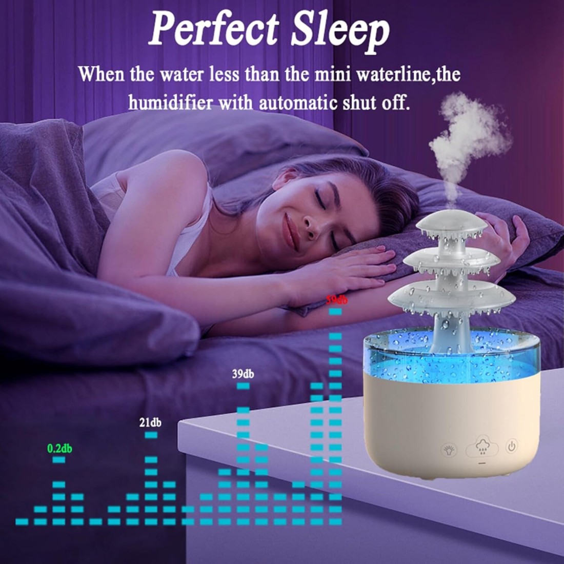 Rain Cloud Humidifier Water Drip - 2-in-1 Essential Oil Diffuser with 7 LED Colors, Mushroom Cloud Diffuser, 500ml Ultrasonic Cool Mist Humidifier for Sleep