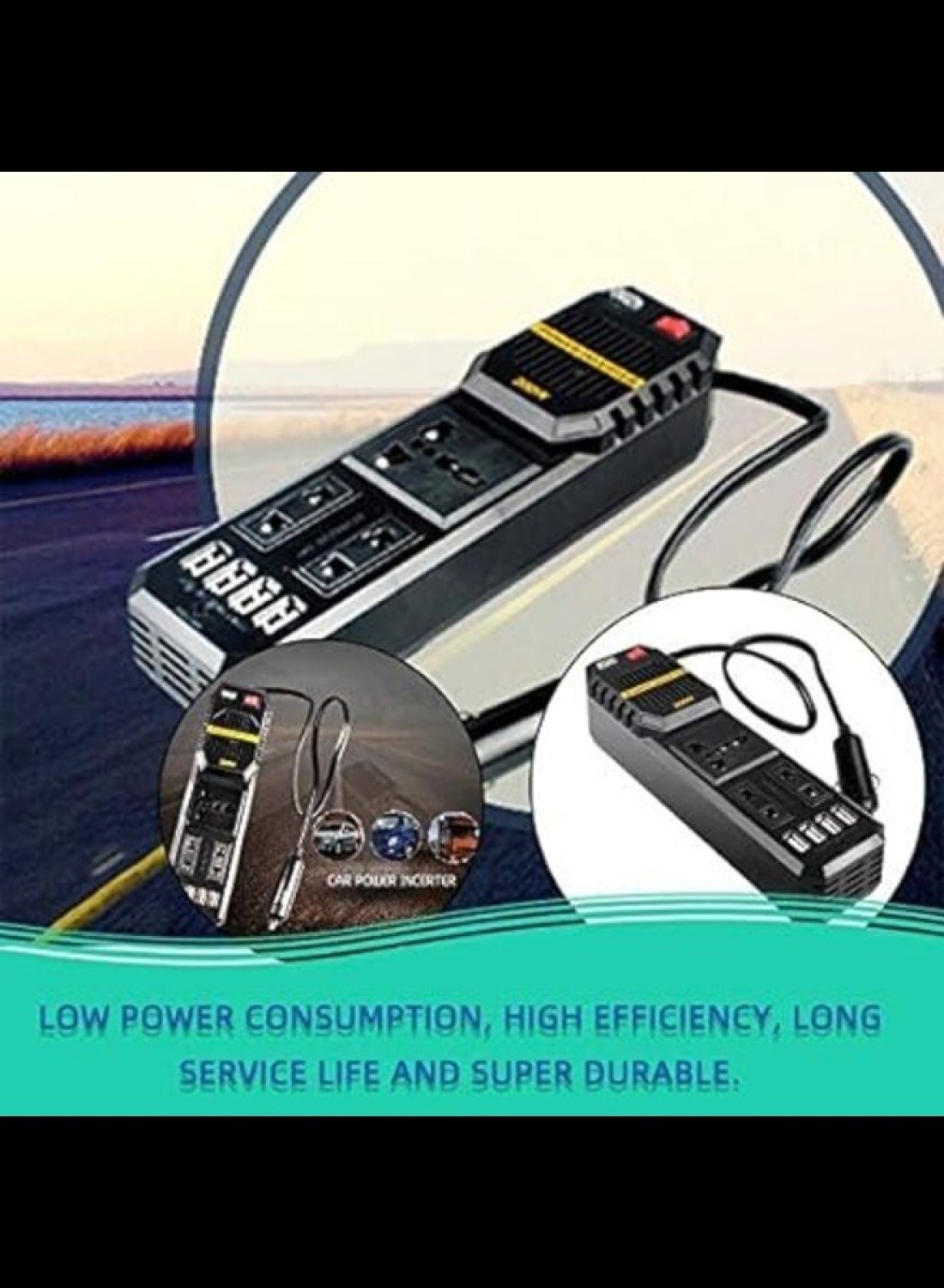 Radiotronics 200W Mini Car Vehicle Inverter DC 12V to AC 220V USB Output High-power Power Inverter Small Car Special Edition – Black