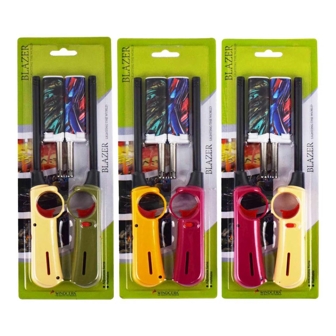Windcera Blazer Refillable Lighter Set Multicolour 4 PCS