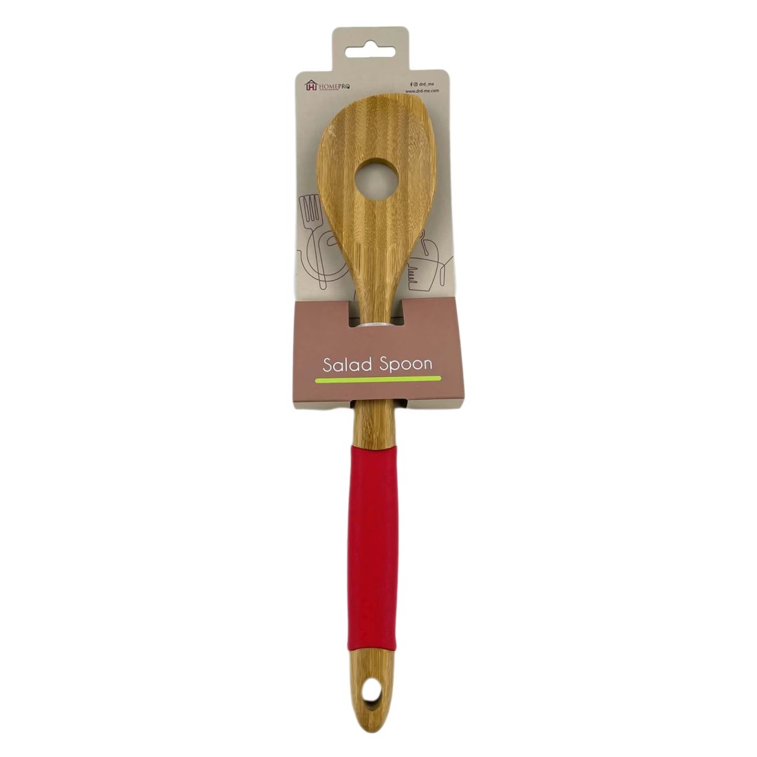 Home Pro Bamboo Slotted Spoon Red/Beige
