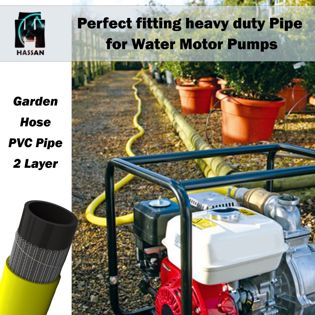 Hassan 1&quot; (25mm) Garden Hose Pipe Heavy Duty for Gardening (5 Meter Length) - Weather Resistant, and Easy to Store Ideal for Garden Watering, Car Washing, and Irrigation