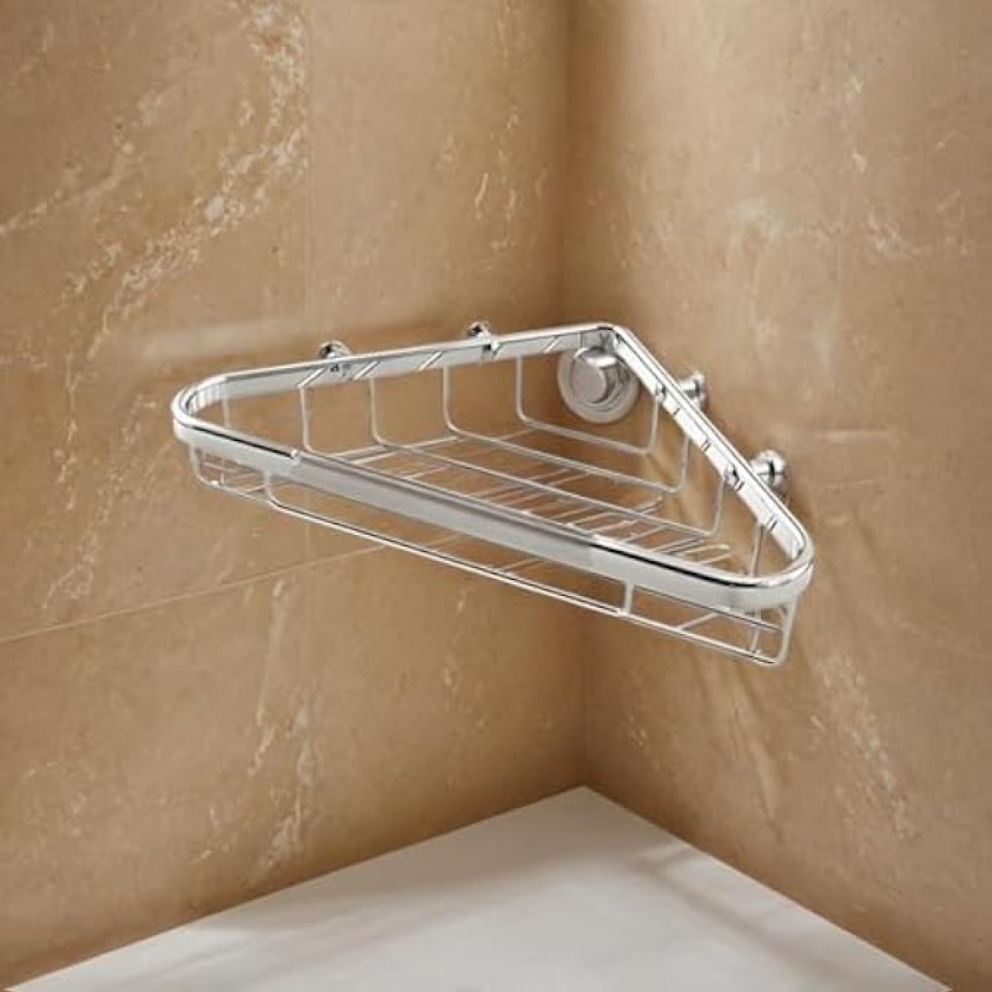 Fitto Rust-Resistant Corner Soap Basket for Shower - Stainless Steel Bathroom Organizer with Drainage Holes, Wall-Mounted Storage Shelf for Shampoo