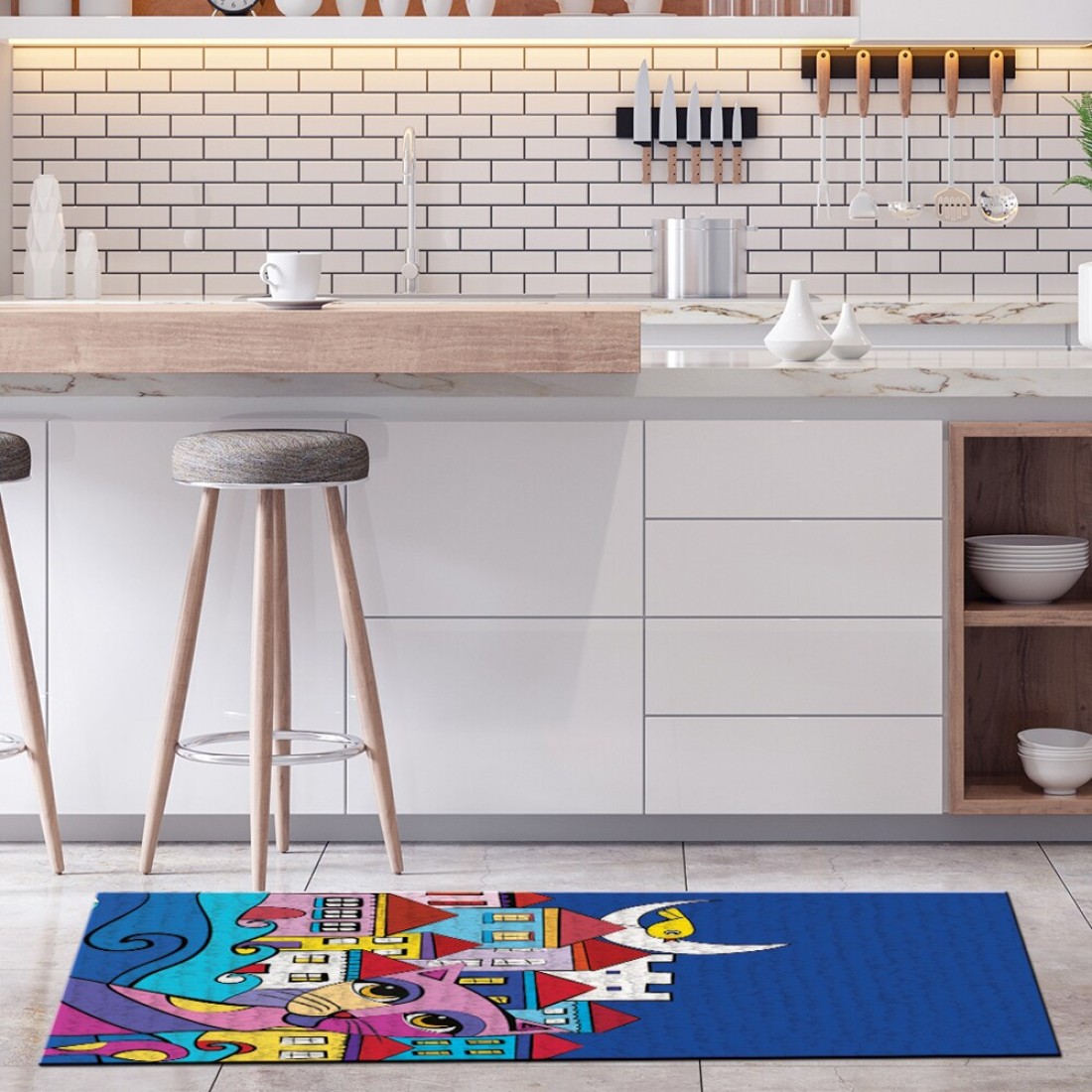 BiggDesign Owl and City Rug