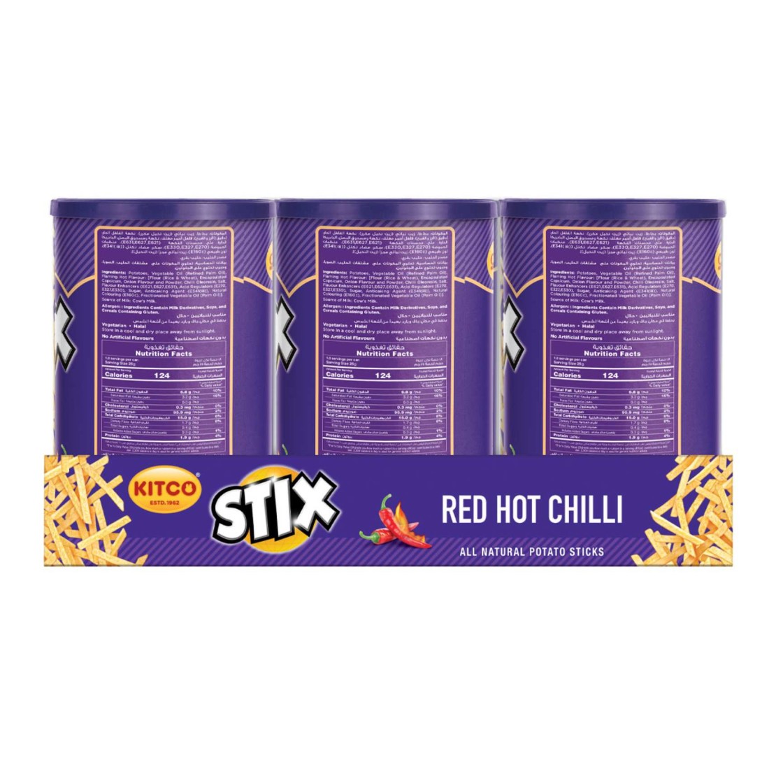Kitco Stix Red Hot Chili Potato Sticks, 45g Pack of 6