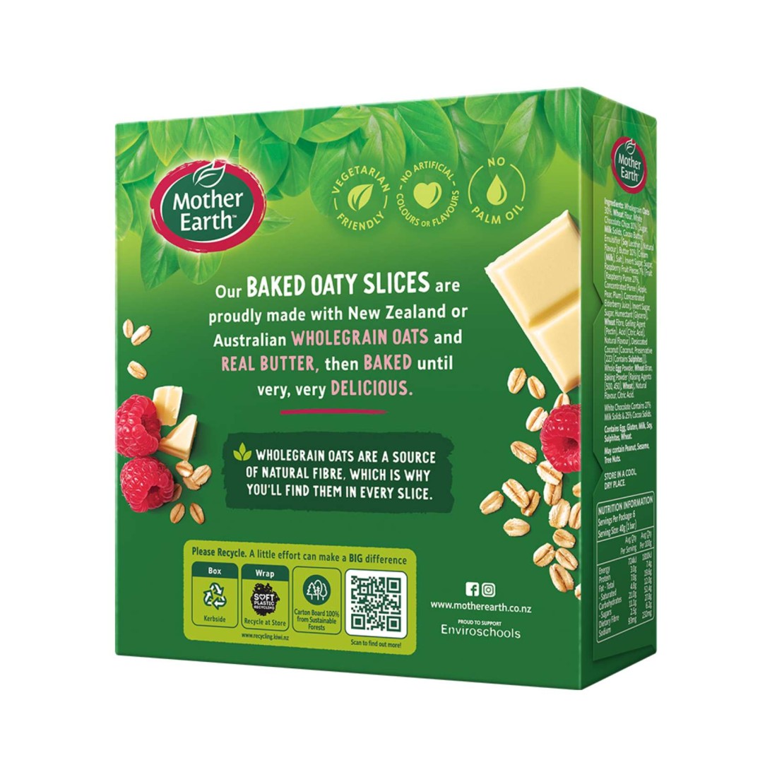 Mother Earth Raspberry And White Chocolate Baked Oaty Slices 240g