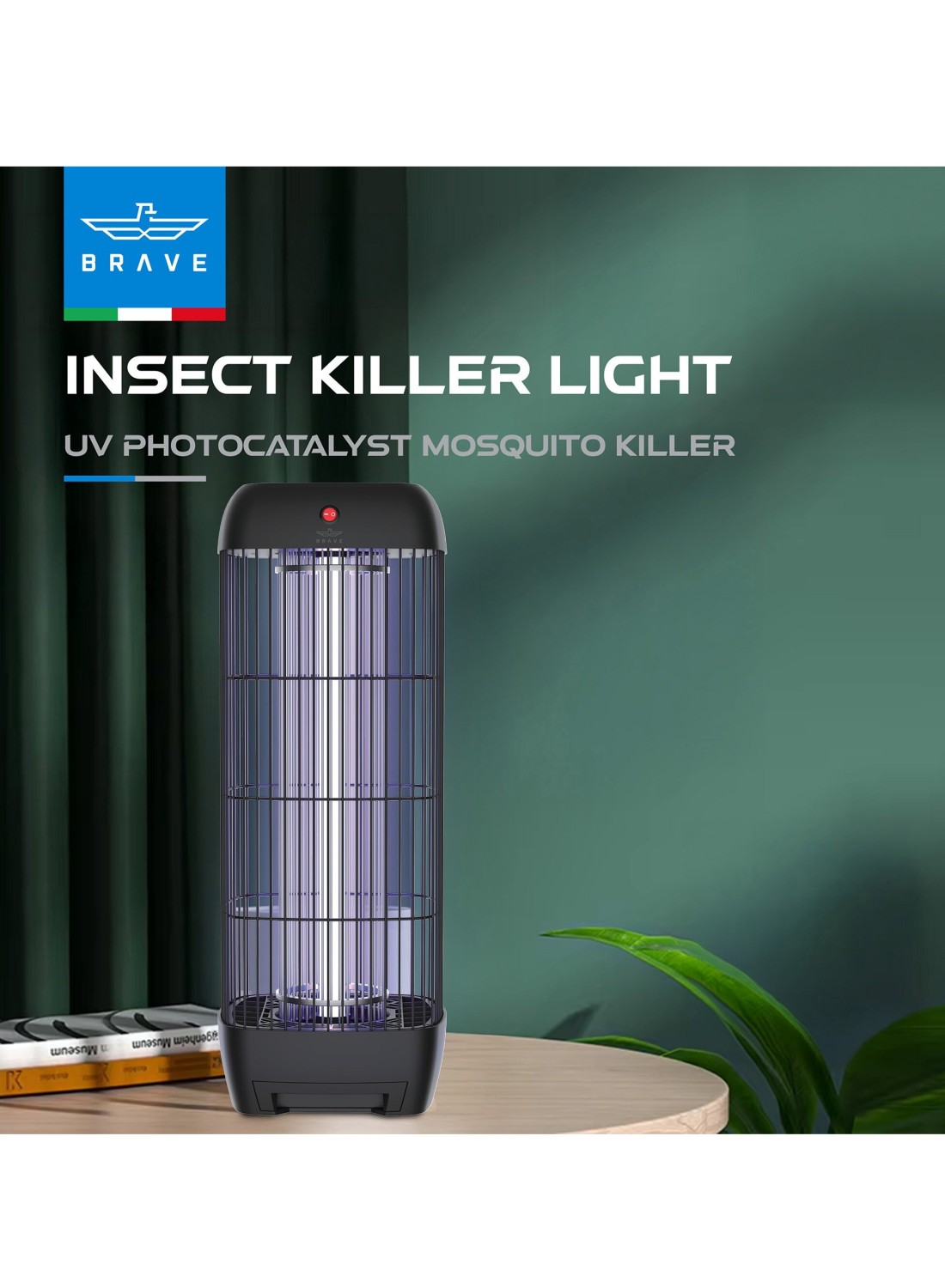 Brave 15W 1800V Electric Mosquito Killer Bug Zapper Indoor &amp; Outdoor UV Lamp Insect Trap Safe &amp; Chemical-Free Quiet &amp; High-Efficiency Wide Coverage Easy to Clean