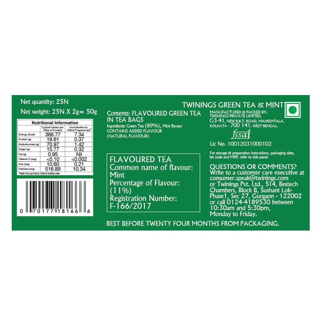 Twinings Green Tea and Mint Tea Bags 25 Tea Bags