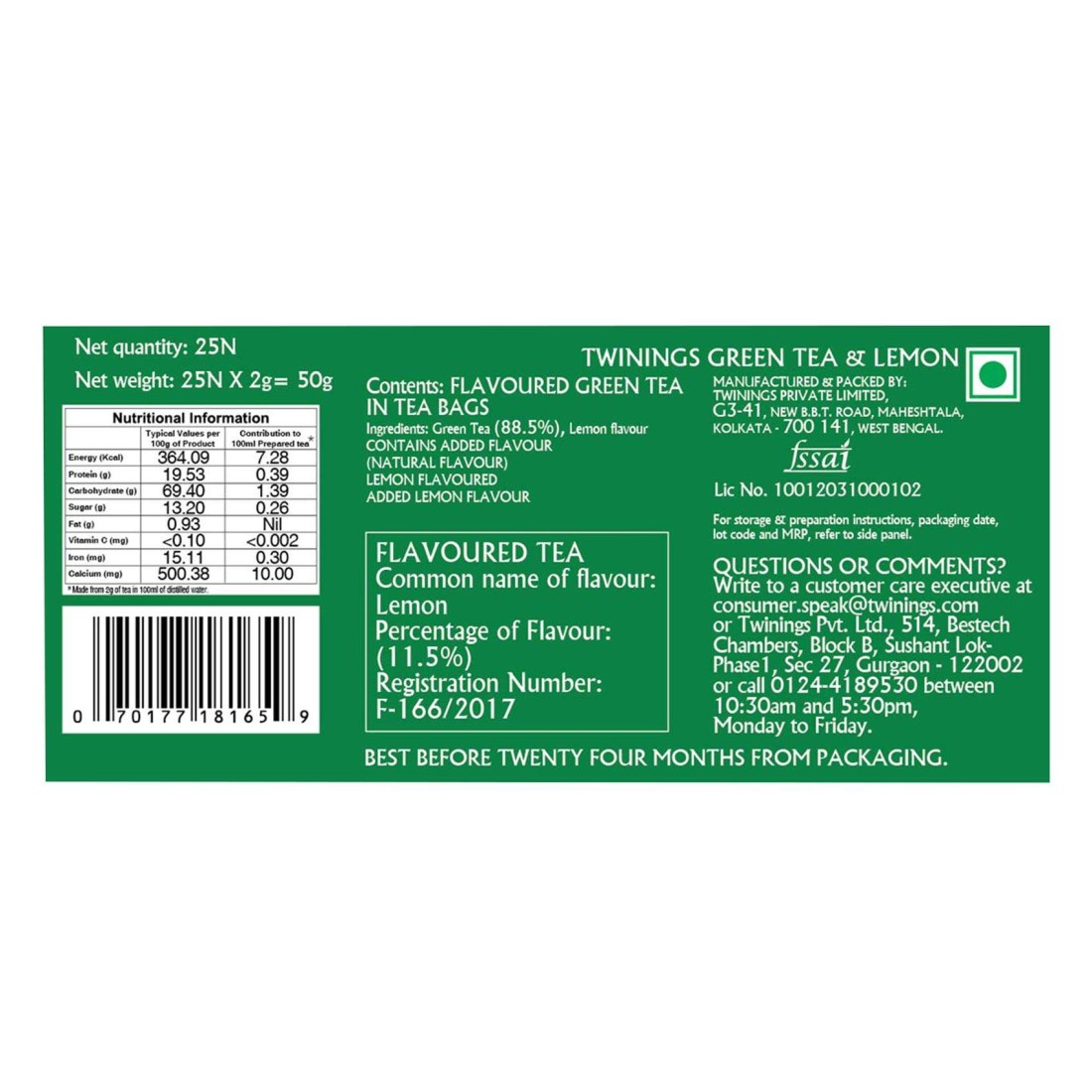 Twinings Lemon and Honey Green Tea Bags 25 Tea Bags