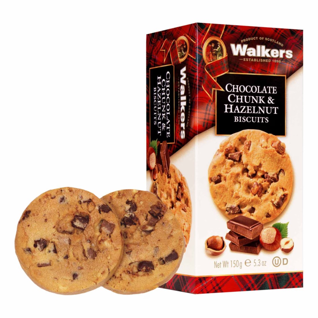 Walker&#39;s Chocolate Chunk and Hazelnut Biscuits, 150g