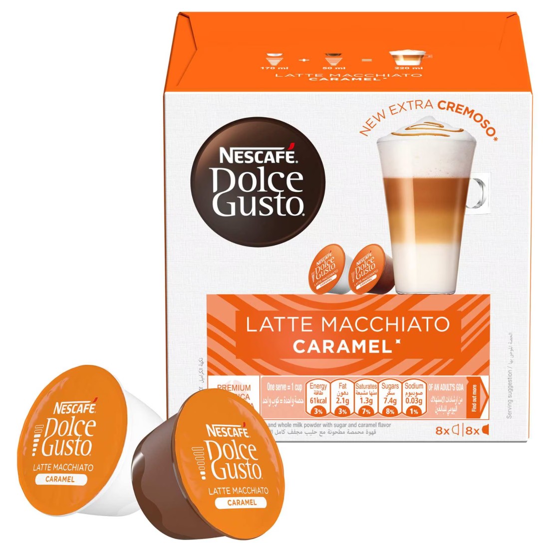 Nescafe Dolce Gusto Latte Macchiato Caramel Coffee, 16 Capsules
