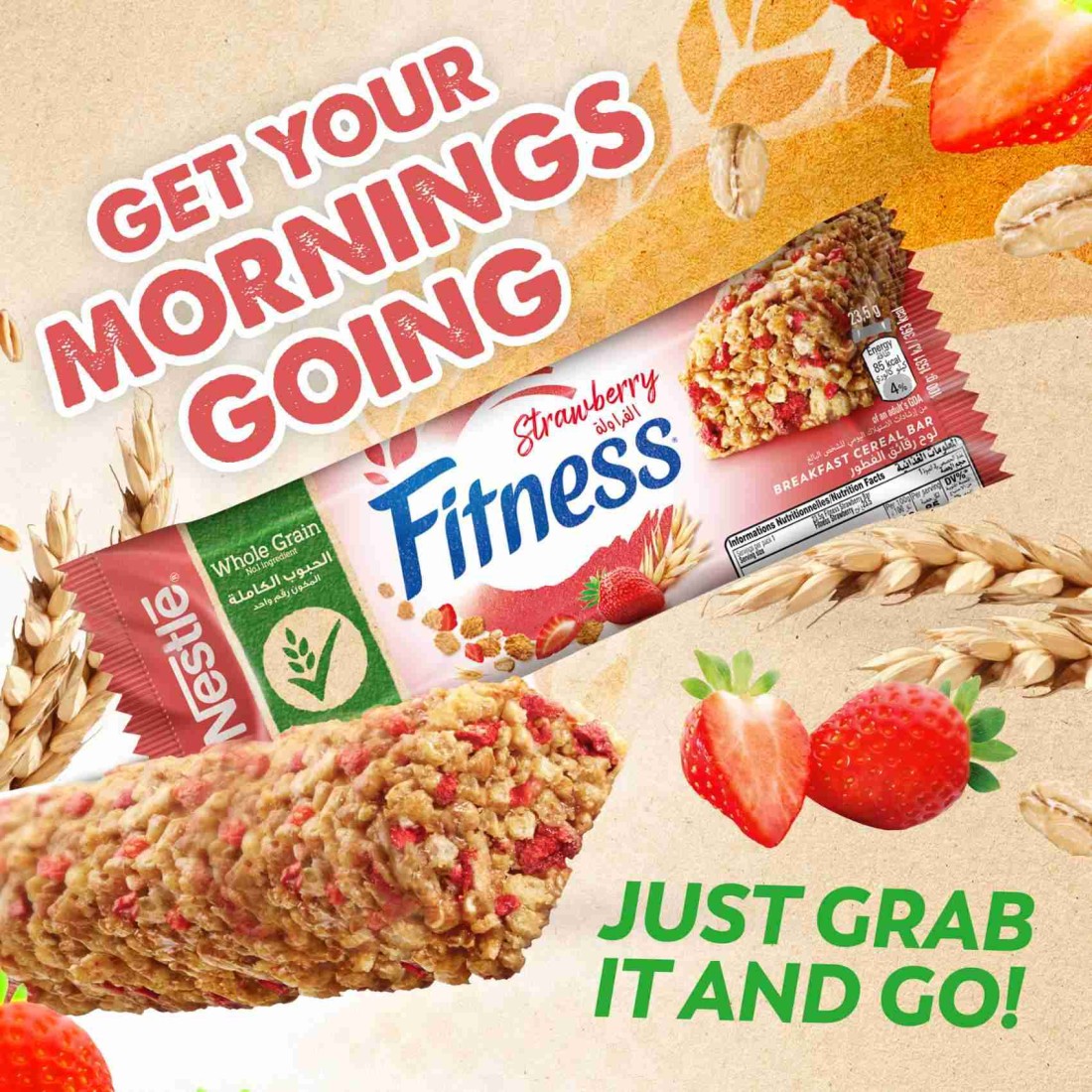 Nestle Fitness Strawberry Breakfast Cereal Bar, 23.5g