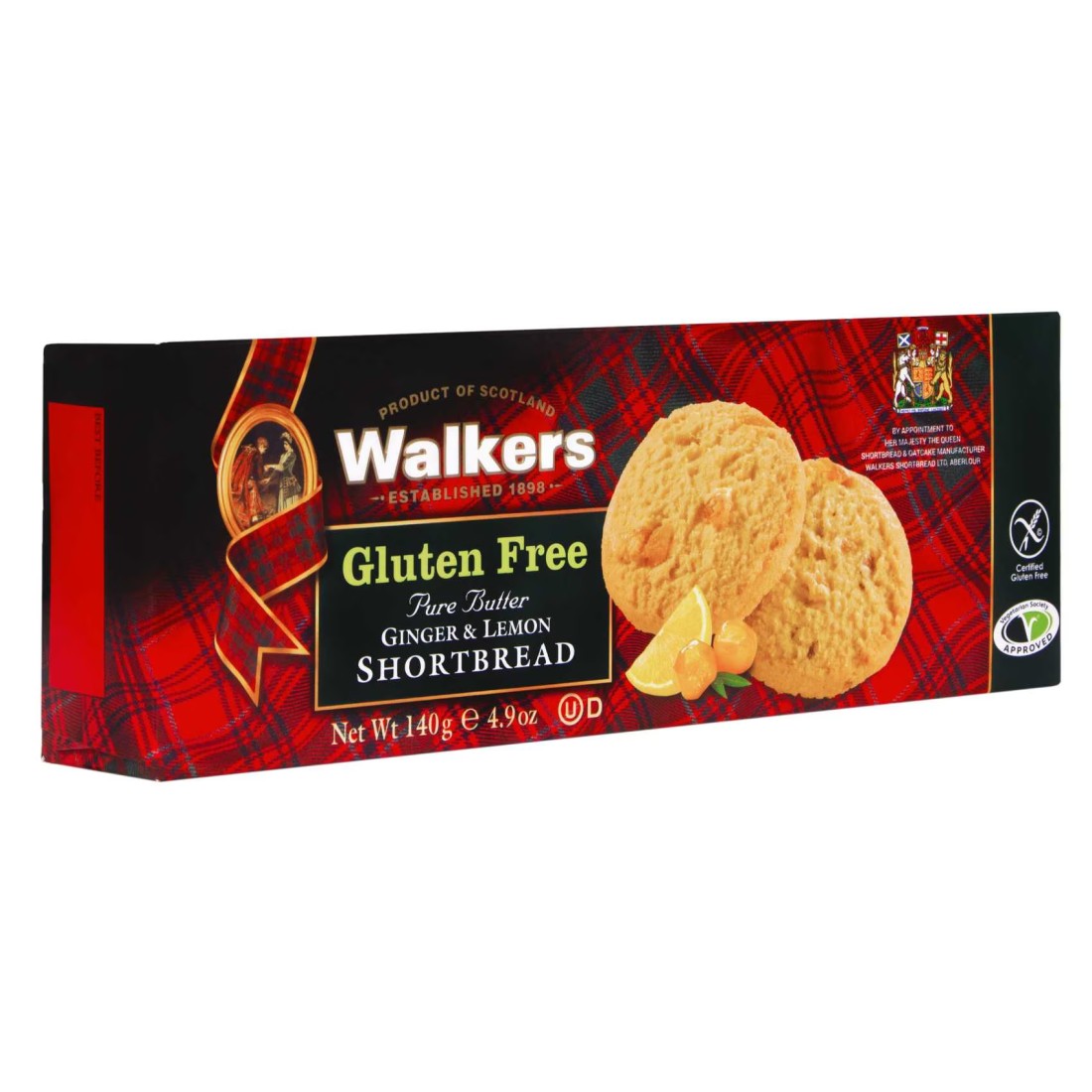 Walker&#39;s Gluten Free Pure Butter Ginger and Lemon Shortbread Biscuits, 180g
