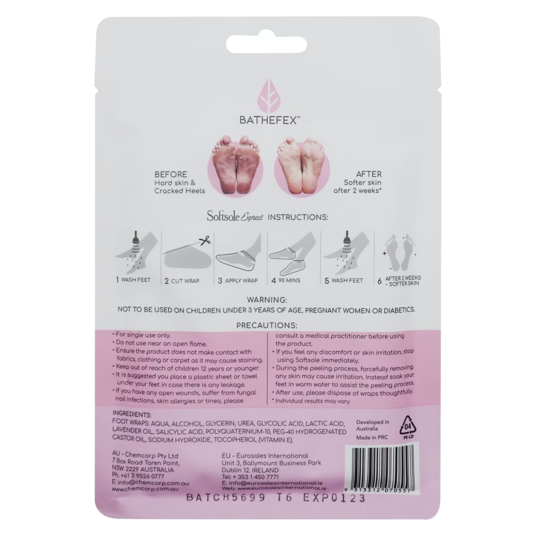 Bathefex Softsole Express Exfoliating Foot Peel White