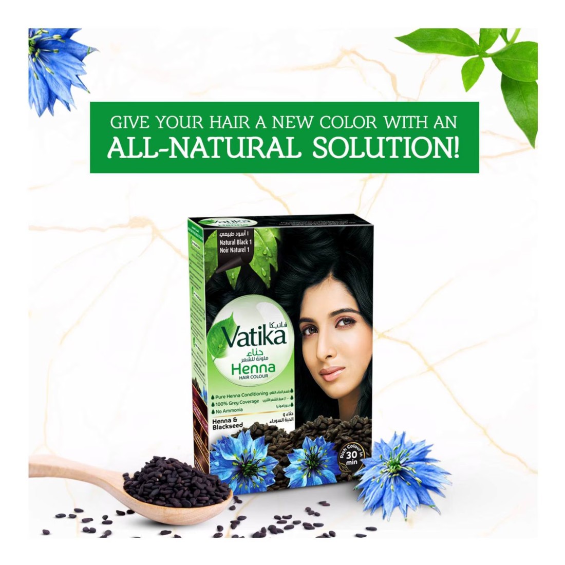 Dabur Vatika Henna Hair Colour 1 Natural Black 10g
