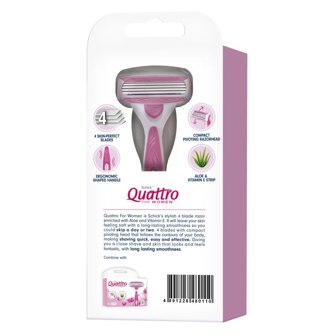 Schick Quattro Women Disposable Razor With Cartridge Multicolour 3 PCS