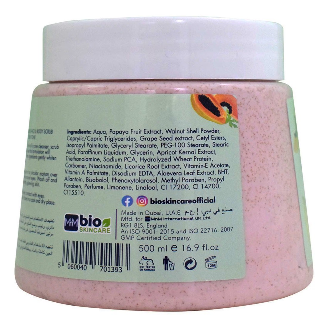 Bio Skincare Skin Whitening With Papaya Face And Body Scrub 500ml