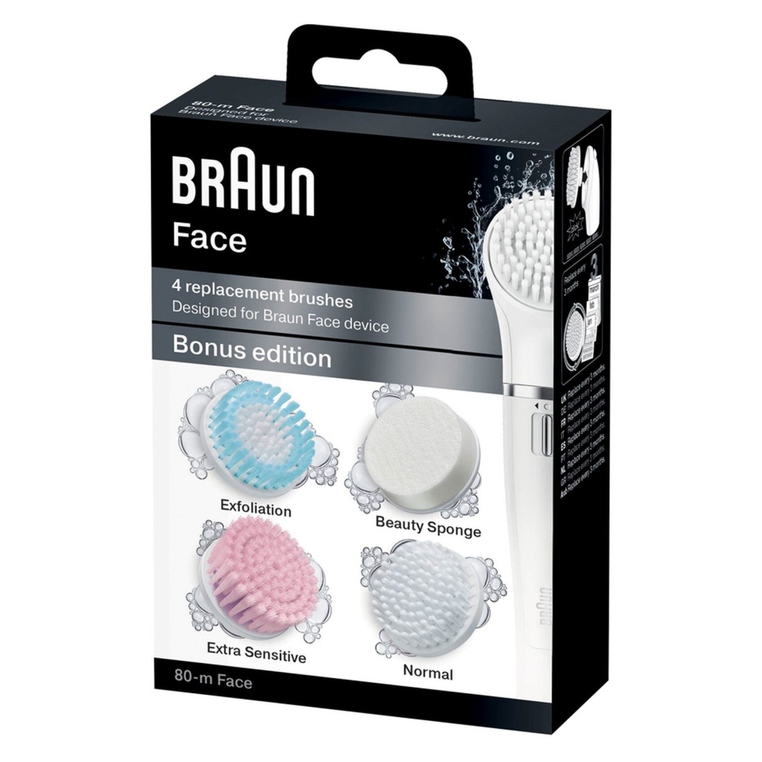 Braun 4 Replacement Brush Head For Braun Face Devices SE80M White