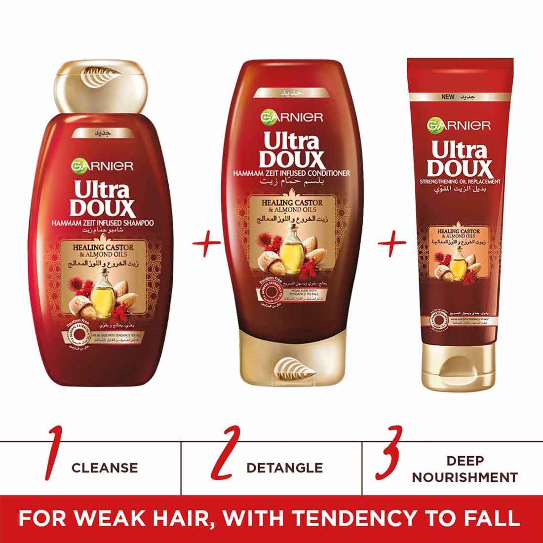 Garnier Ultra Doux Healing Castor And Almond Oil Shampoo White 400ml