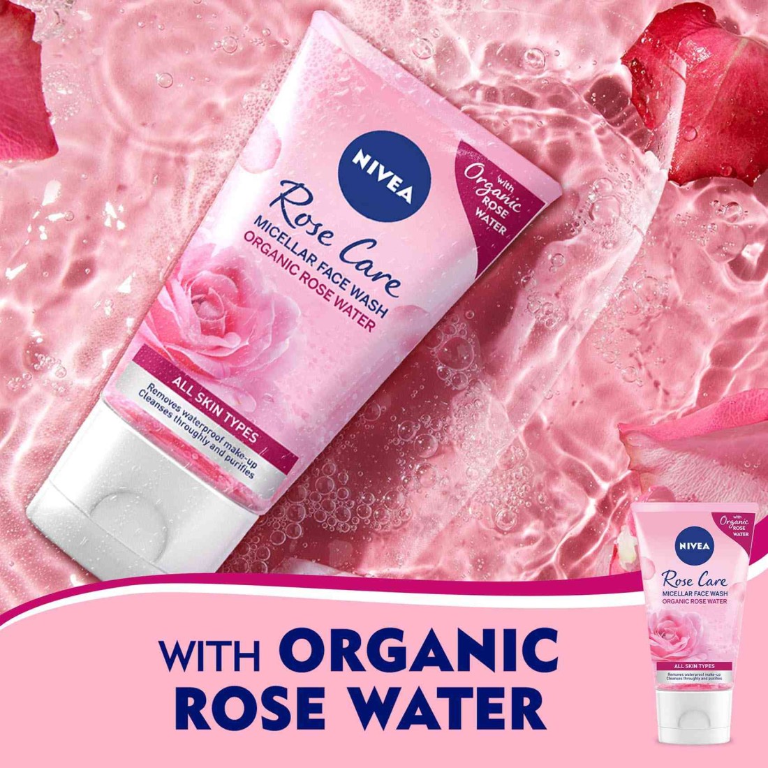NIVEA Face Wash Micellar Rose Care with Organic Rose All Skin Types 150ml